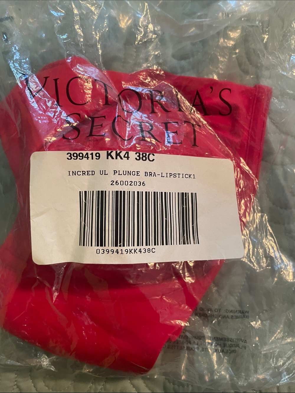 NWT Victoria's Secret Lipstick Red Unlined Plunge Bra